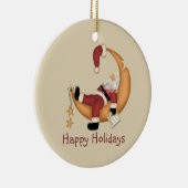 Santa on de maan keramisch ornament (Rechts)