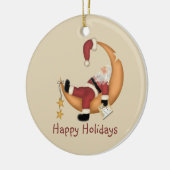 Santa on de maan keramisch ornament (Links)