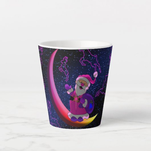 Santa on de maan latte mok (Voorkant)