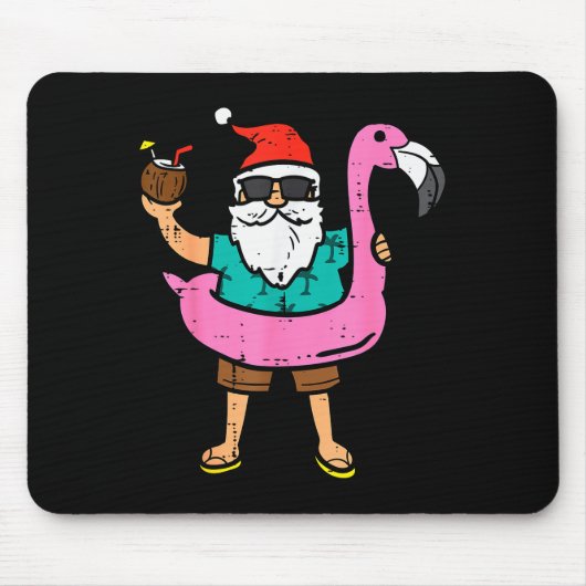 Santa On Flamingo Floatie Cute Christmas In July X Muismat (Voorkant)