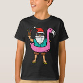 Santa On Flamingo Floatie Cute Christmas In July X T-shirt (Voorkant)