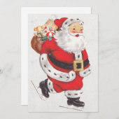  Santa on Ice-Schaatsen Feestdagenkaart (Voorkant / Achterkant)