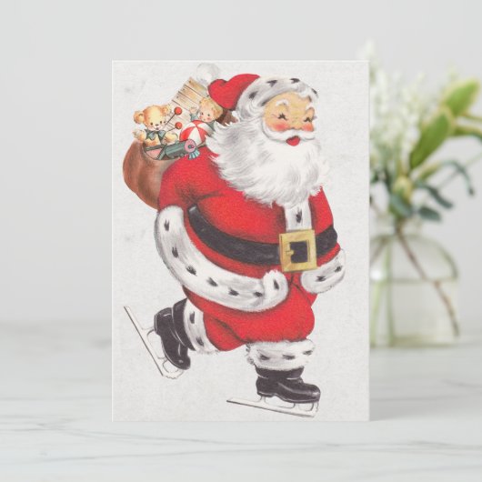  Santa on Ice-Schaatsen Feestdagenkaart (Staand voorkant)