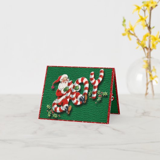 Santa on Joy Candy Canes Half Fold Kaart (Gele Bloem)