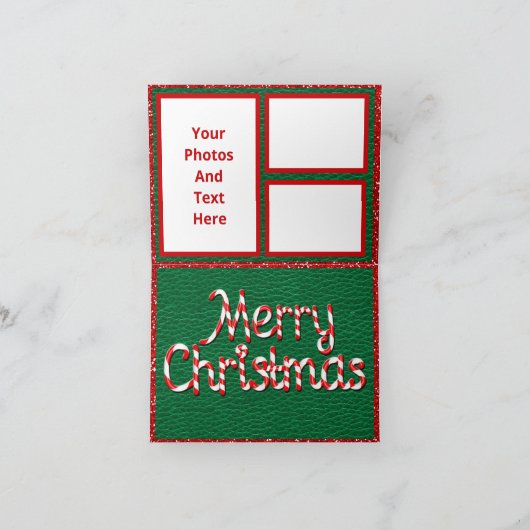 Santa on Joy Candy Canes Half Fold Kaart (Binnen)