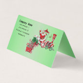 Santa on kersttrein Snoep Wheels Letter Green Visitekaartje (Achterkant)