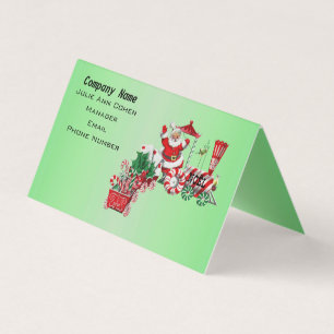 Santa on kersttrein Snoep Wheels Letter Green Visitekaartje
