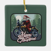 Santa on Motorcycle - Aangepast Keramisch Ornament (Voorkant)