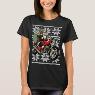SANTA ON MOTORCYCLE Funny Ugly Christmas Mannen Vr T-shirt