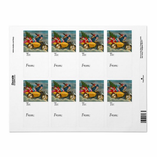 Santa on Motorcycle  Gift Label (Full Sheet)