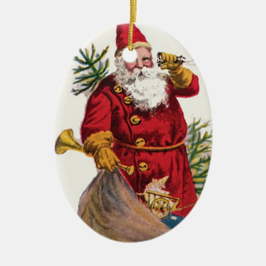 Santa on Old Time Receiver Ornament (Voorkant)