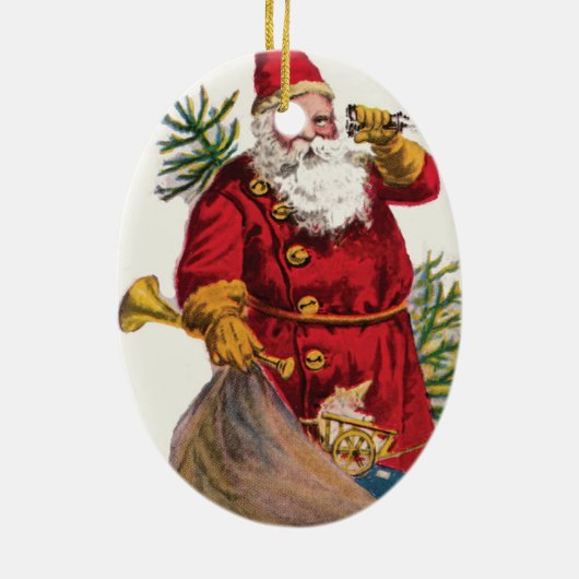 Santa on Old Time Receiver Ornament (Achterkant)