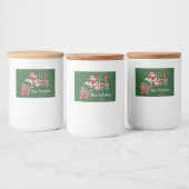 Santa on Peppermint Candy Train Dark Green Voedselcontainer Etiket (Flessen)