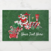 Santa on Peppermint Candy Train Dark Green Voedselcontainer Etiket (Enkel label)