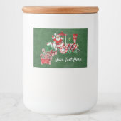 Santa on Peppermint Candy Train Dark Green Voedselcontainer Etiket (Voorkant)