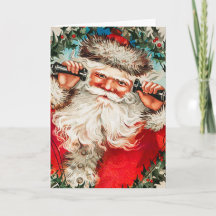  Santa on Phone Holiday Card