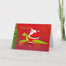 Santa On Praying Mantis Custom kerstkaart