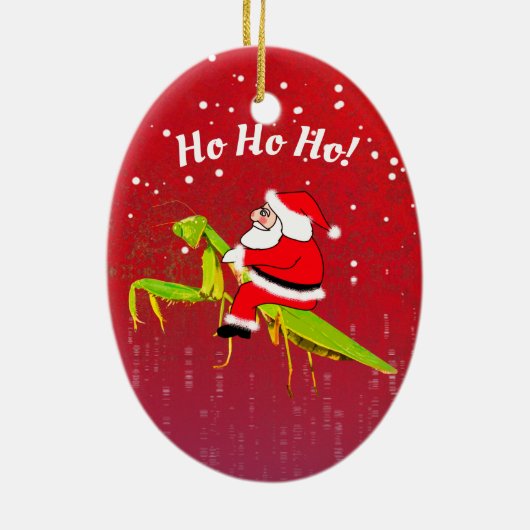 Santa On Praying Mantis Funny Xmas Ornament (Achterkant)