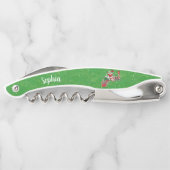 Santa on Red Train Snoep Wheels Groen Goud Specks Kurkentrekker (Achterkant)