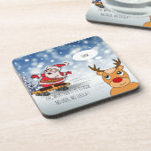Santa on skateboard grappige rendierslee winter bier onderzetter (Linkerzijde)