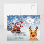 Santa on skateboard grappige rendierslee winter briefkaart (Voorkant / Achterkant)