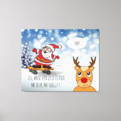 Santa on skateboard grappige rendierslee winter canvas afdruk (Voorkant)