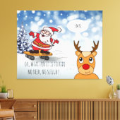 Santa on skateboard grappige rendierslee winter canvas afdruk (Insitu (Woonkamer))