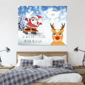 Santa on skateboard grappige rendierslee winter canvas afdruk (Insitu (Slaapkamer))