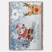 Santa on skateboard grappige rendierslee winter deken (Voorkant Verticaal)