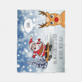 Santa on skateboard grappige rendierslee winter fleece deken (Voorkant)