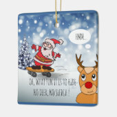 Santa on skateboard grappige rendierslee winter keramisch ornament (Links)