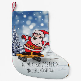 Santa on skateboard grappige rendierslee winter kleine kerstsok