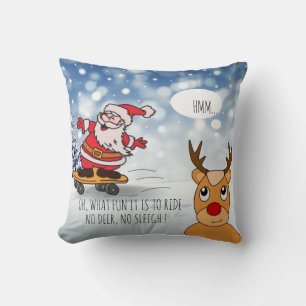 Santa on skateboard grappige rendierslee winter kussen