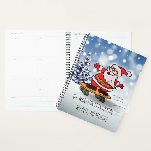 Santa on skateboard grappige rendierslee winter planner (Display)