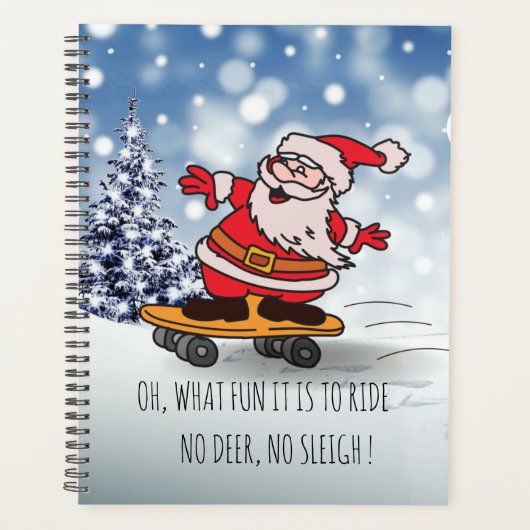 Santa on skateboard grappige rendierslee winter planner (Voorkant)
