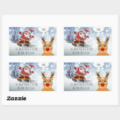 Santa on skateboard grappige rendierslee winter rechthoekige sticker (Vel)