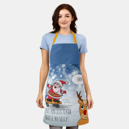 Santa on skateboard grappige rendierslee winter schort