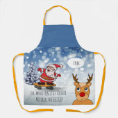 Santa on skateboard grappige rendierslee winter schort (Voorkant)