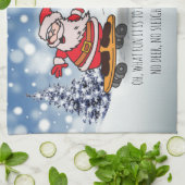 Santa on skateboard grappige rendierslee winter theedoek (Gevouwen)
