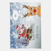 Santa on skateboard grappige rendierslee winter theedoek (Verticaal)