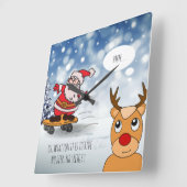 Santa on skateboard grappige rendierslee winter vierkante klok (Hoek)