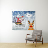 Santa on skateboard grappige rendierslee winter wandkleed (In Situ (horizontaal))