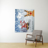 Santa on skateboard grappige rendierslee winter wandkleed (In situ)