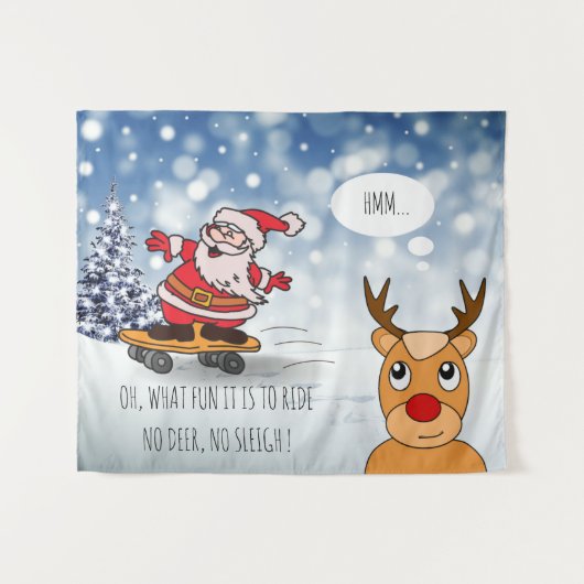 Santa on skateboard grappige rendierslee winter wandkleed (Voorkant (horizontaal))