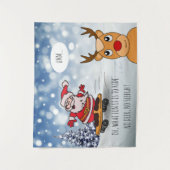Santa on skateboard grappige rendierslee winter wandkleed (Voorkant)