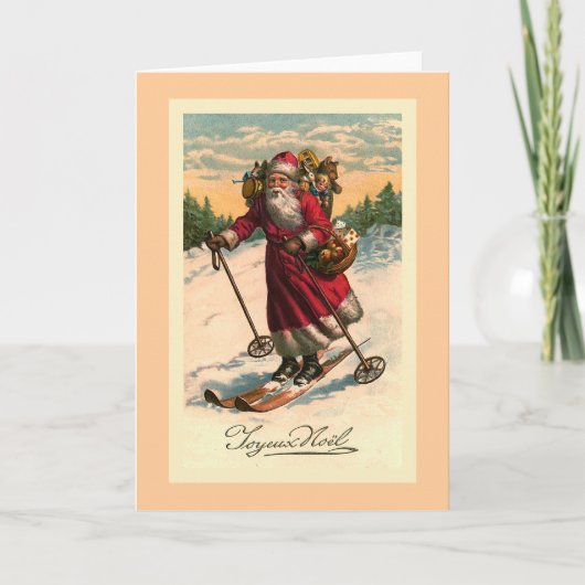 "Santa on Skis"  Franse Kaart (Voorkant)