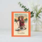 "Santa on Skis"  Franse Kaart (Staand voorkant)
