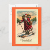 "Santa on Skis"  Franse Kaart (Voorkant / Achterkant)