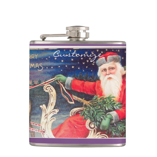 Santa on sleigh Thunder_Cove Heupfles (Voorkant)