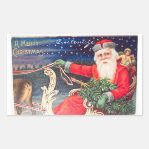 Santa on sleigh Thunder_Cove Rechthoekige Sticker
